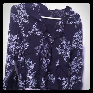 Blue and beige blouse